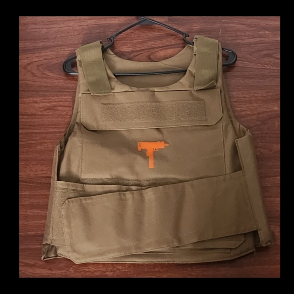 Tactical Vest in Tan with Orange Accent